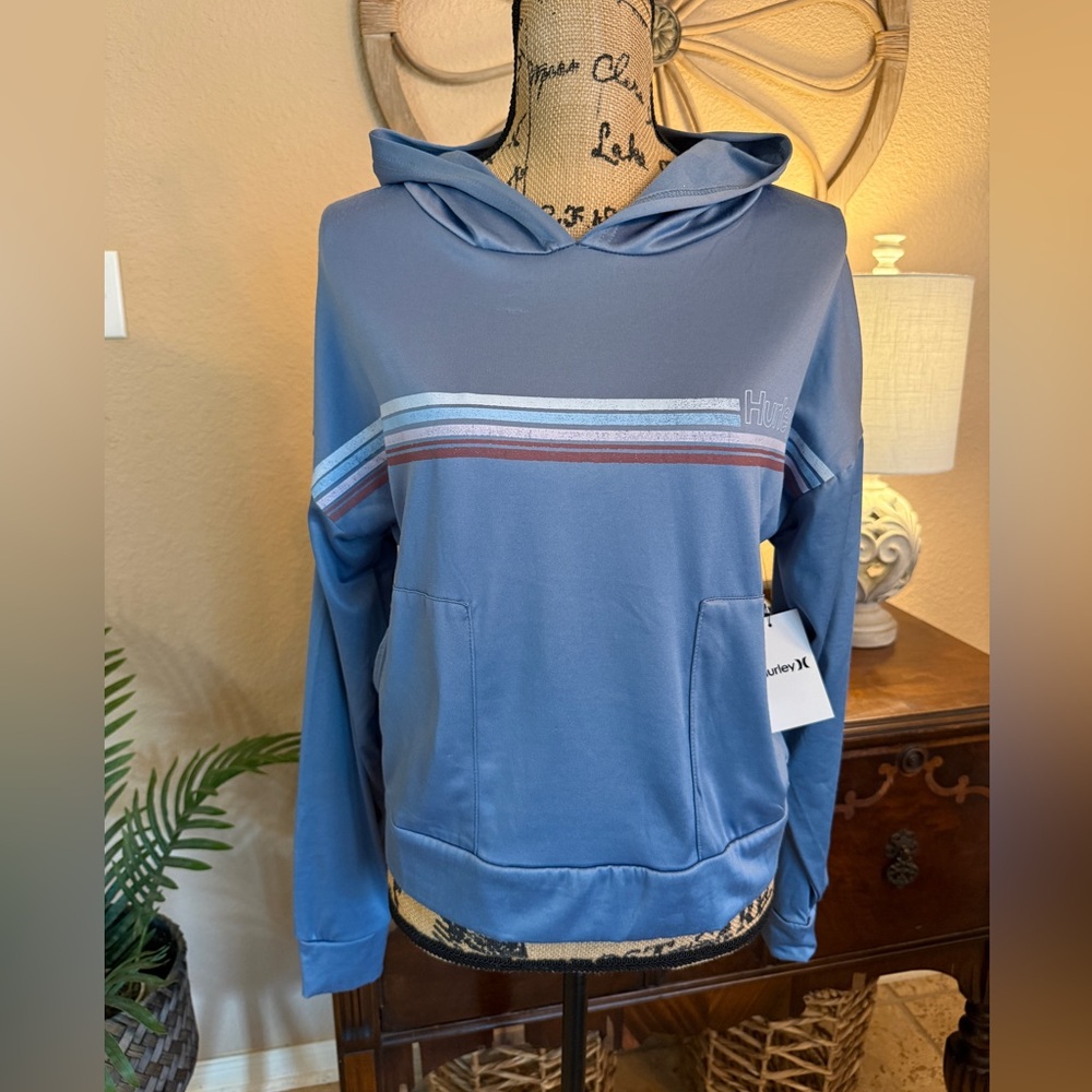 New Hurley Set Blue Striped Hoodie Top & Joggers